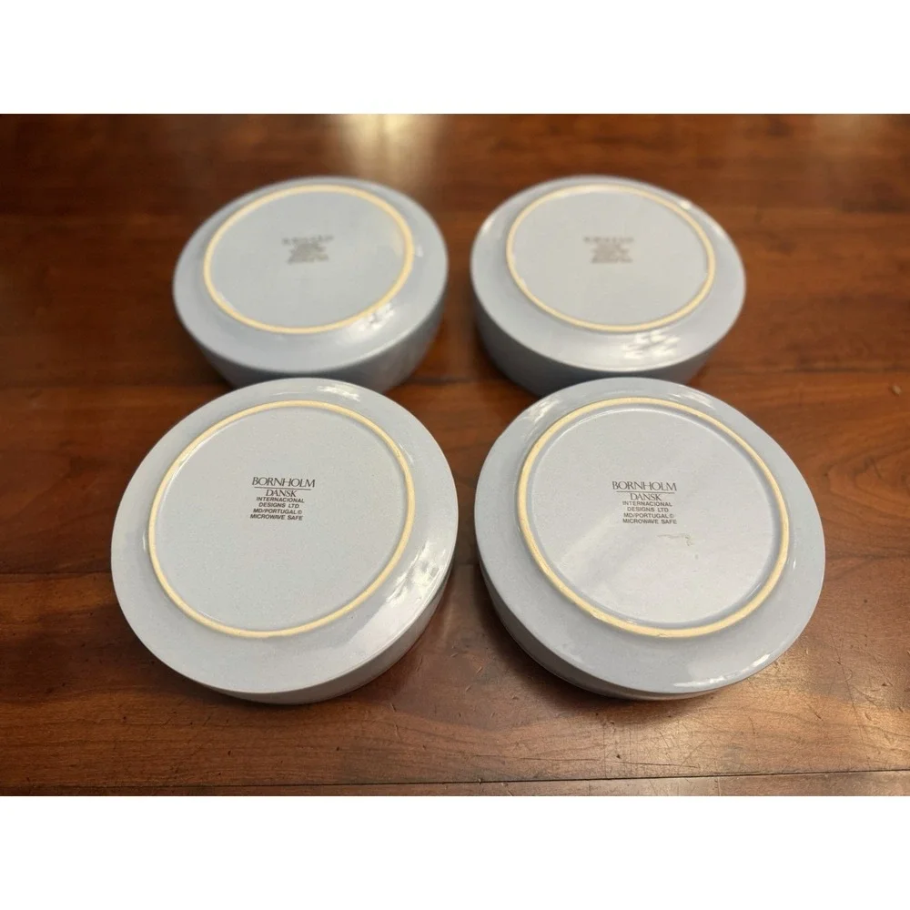Vintage Dansk Bornholm Blue Bowls Set of 4 Portugal Stoneware Mid Century Modern
